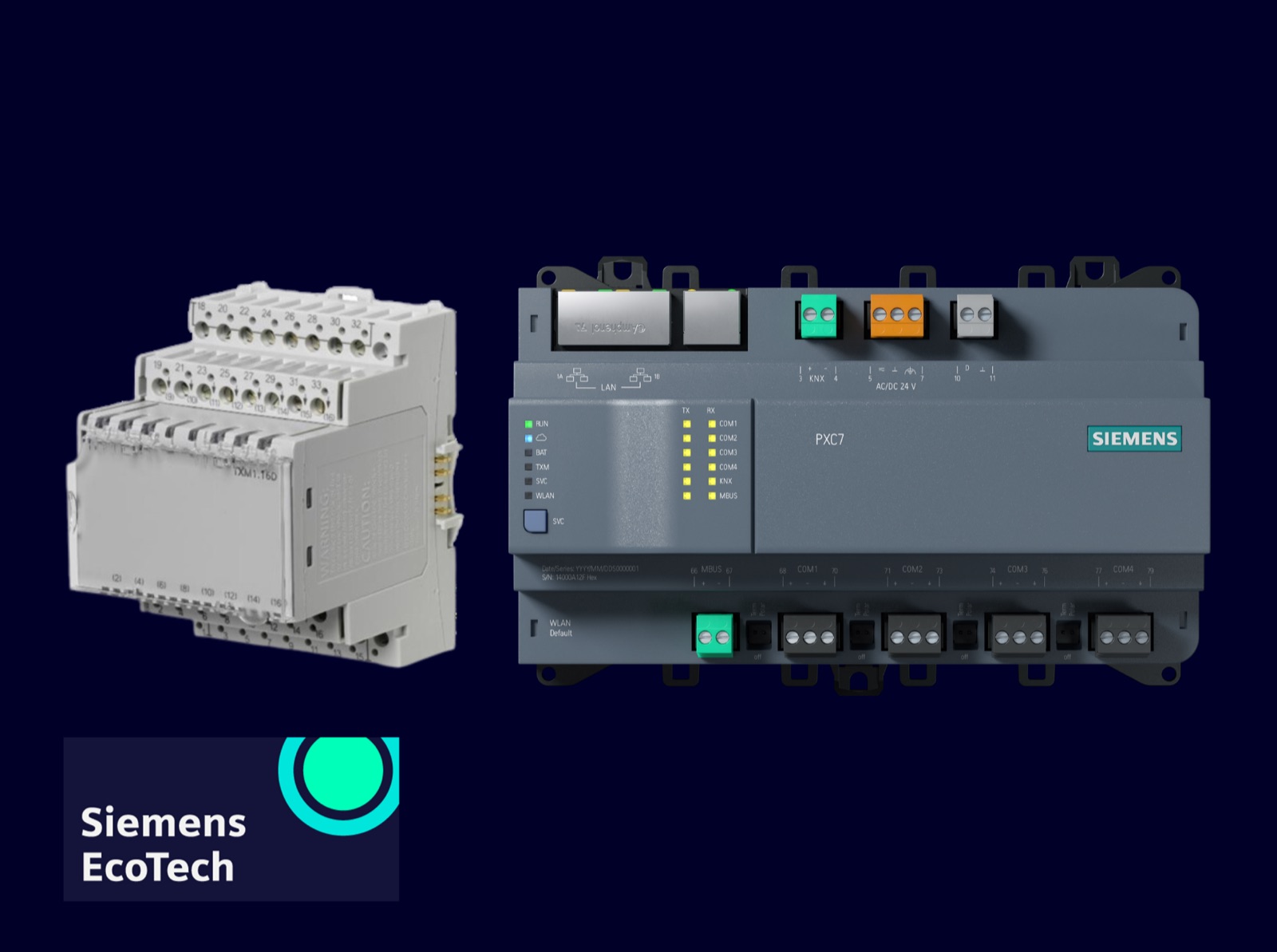 Desigo PXC Regler und TX I/O Modul mit Siemens EcoTech Label